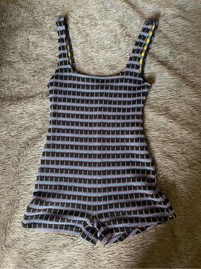 Zara Black One-Piece Bodysuit with Rainbow Trim